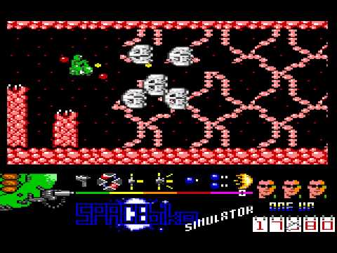 C64 Spacebike simulator gameplay with its original pixel-art landscape